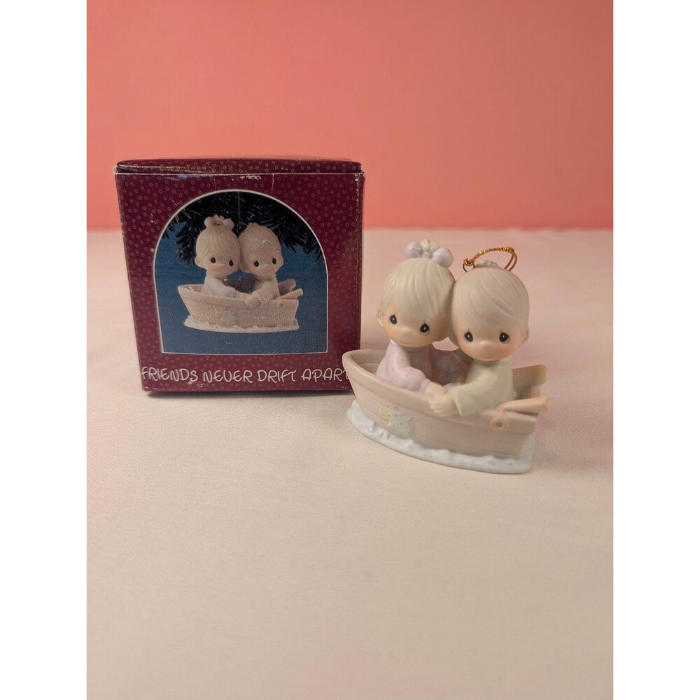 Vintage Precious Moments Porcelain Ornament Friends Never Drift Apart 1990